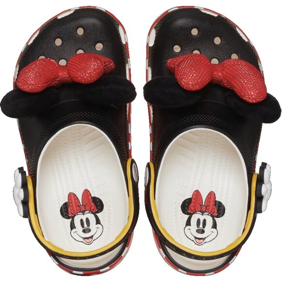 NEW Crocs Size J6 Kids (Fits Women's 7.5/8) Minnie Mouse Classic Clog, Black/Red - Picture 2 of 6